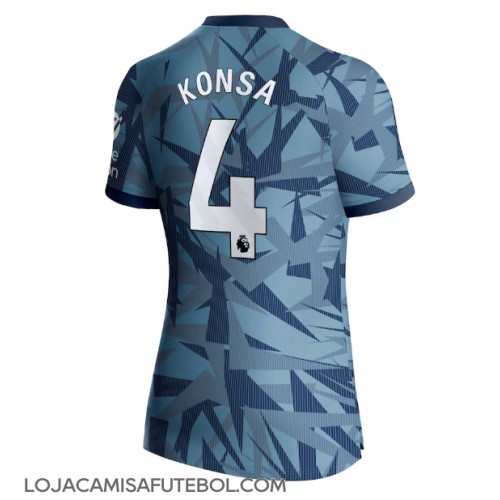 Camisa de Futebol Aston Villa Ezri Konsa #4 Equipamento Alternativo Mulheres 2023-24 Manga Curta